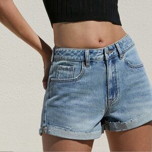 Pacsun Blue Roll Cuff Denim Mom Shorts Size 26